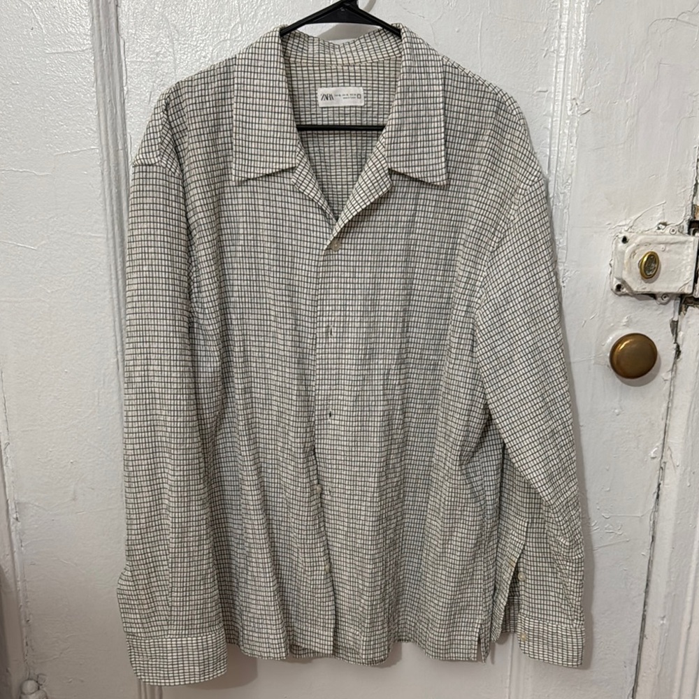 Zara Men's Black and White Checkered Shirt Jacket